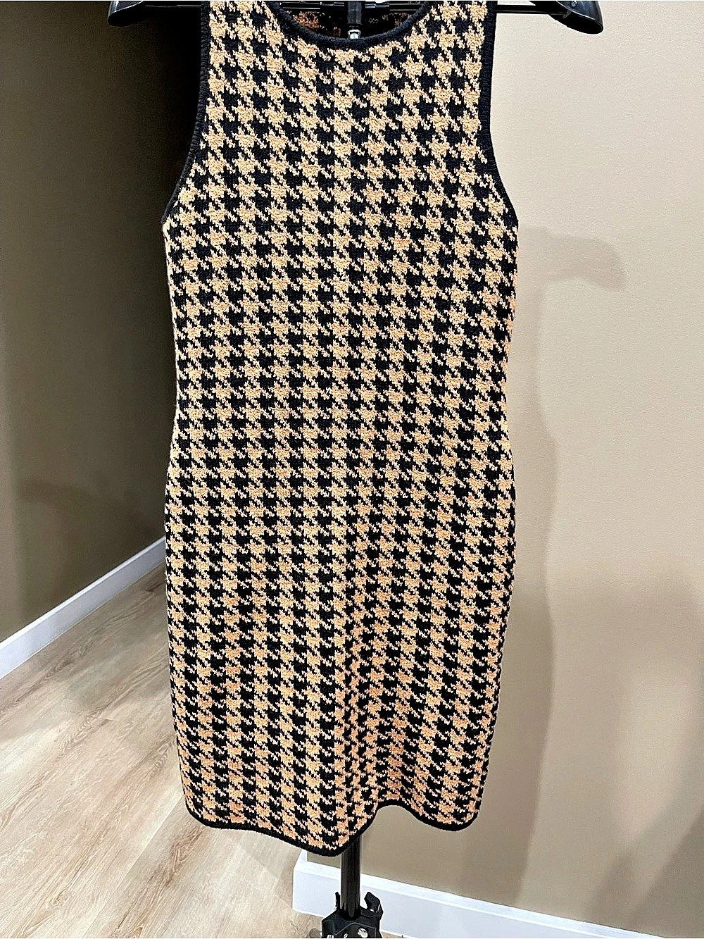 House of Harlow 1960 Houndstooth Mini Dress Black & Pink Medium